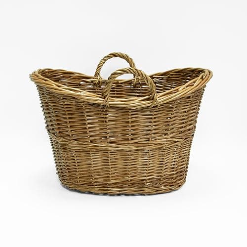 Image of Wickerfield Oval Wicker Blanket Basket with Handle, Wicker Log Baskets for Wood Burner and Fireplace, Large Willow Storage Baskets for Laundry Toys Living Room (Brown)
