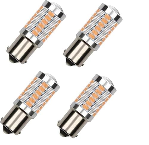Image of 4 Pcs P21W 1156 BA15S LED Bulb Yellow Orange 3000K 6W 12V-24V 5630 SMD Turn Signal Lights Indicator Bulb Super Bright for Reverse Day Running Drl Tail Brake RV Interior Lamp Auto Backup Rear Fog Lamp