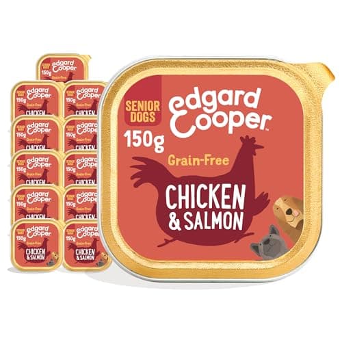 Image of Edgard Cooper Grain-Free Wet Dog Food for Senior Dogs, Chicken Salmon 11 x 150g, Natural Dogs Food in Cup with Fresh Meat Amino Acids, Gluten-Free, High Protein