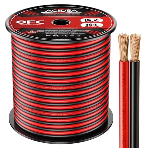 Image of Acidea Speaker Cable - 16 Gauge 2 x 1.5mm² - 50m OFC Speaker Wire, Pure Copper HiFi Audio Cables for Car Audio, Home Theater, Oxygen-Free Copper (Red/Black)