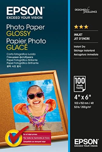 Image of Epson C13S042548 Glossy Photo Paper (Pack of 100), White, 10 x 15 cm