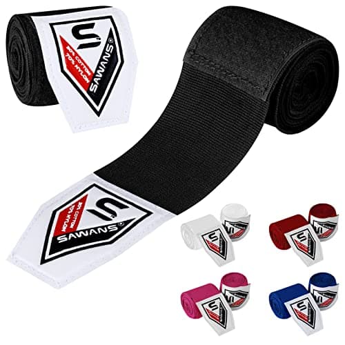 Image of Boxing Hand Wraps Martial Arts Bandages Inner Gloves Punching MMA 2.5 3.5 4.5 Meter Wrist Support Straps Elasticated Training Bag Combat Sports under Hand Knuckles Protection Mitts (2.5 M, Black)