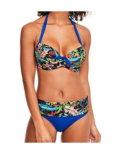 Image of Pour Moi? Women's Costa Rica Padded Halter Underwired Top Wired Floral Bikini Top, Multicoloured, 32C