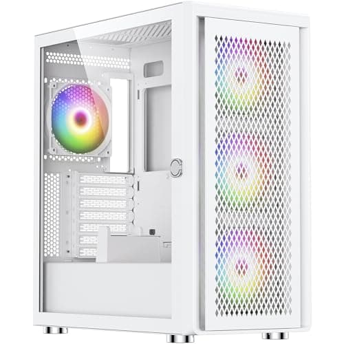 Image of Silentware Air 100 White Midi Tower PC Case, Large Metal Mesh Front, Tempered Glass Side Window, 4 x 120 mm A-RGB Hydro Bearing Fans, GPU up to 383 mm, Removable Mesh Lid, ATX Power Supply, White
