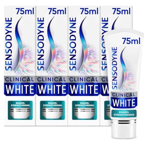 Image of Sensodyne Toothpaste Clinical White, Teeth Whitening Toothpaste for Sensitive Teeth, Enamel Strengthening, Extra Fresh, Multipack 4 x 75ml