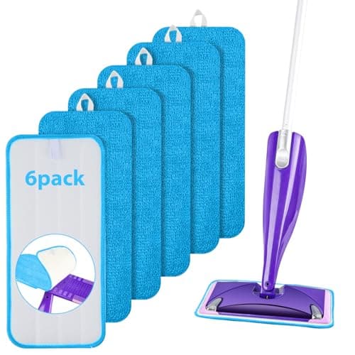 Image of URAQT Reusable Mop Refill Pads for Flash Power mop, 6 PCS Mop Pads Microfibre Wet Dry Cleaning Mop Pad Machine Washable Up, for Wet Dry Floor Cleaning Tiles Hardwood Laminate Floor