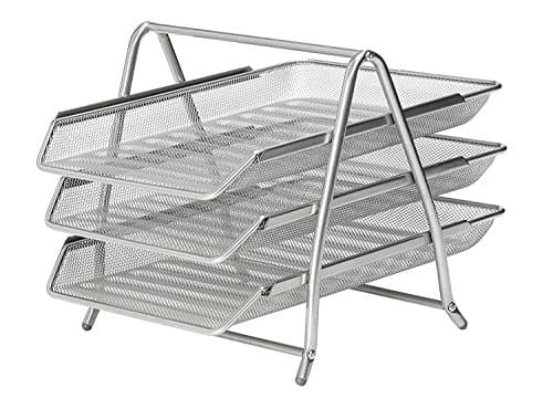 Image of KAV Office Filing 3 tier 3 Trays Holder A4 Document Letter Paper Wire Mesh Storage Organiser (Silver)