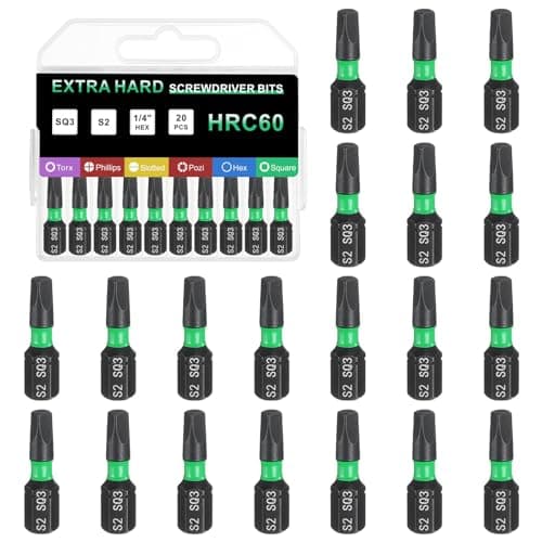 Image of sourcing map 20pcs Square Screwdriver Bit SQ2 1/4" Hex Shank 25mm/1" Length Magnetic 4 Point Hex Bits S2 Steel Industrial Grade Electric Screw Driver Bit 6mm Rod