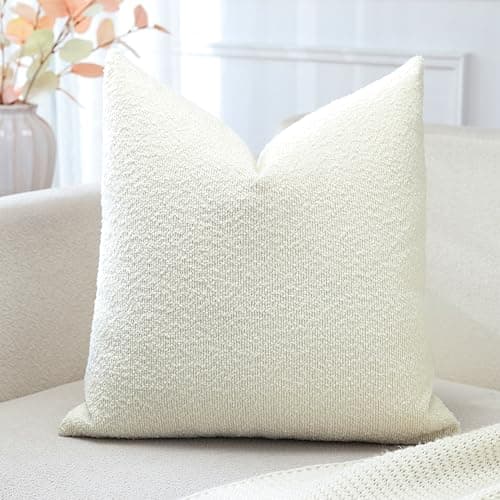 Image of Artscope Pack of 1 Textured Boucle Cushion Covers Square Pillow Cases Cozy Soft Decorative Couch Pillow Covers for Chair Sofa Bedroom Living Room Home Decor 45x45cm, Cream Beige