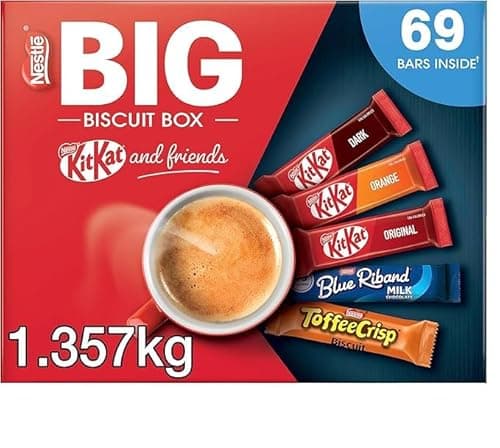Image of Nestlé KitKat & Friends Big Biscuit Box – 69 Chocolate Biscuit Bars (KitKat, Blue Riband & Toffee Crisp) | Bulk Chocolate Selection Box 1.357kg