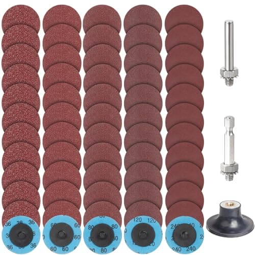Image of PMIQSA 63 Pcs Quick Change Discs Set, 2 Inch (50mm) Sanding Discs with 1/4" Holder Grit 36/60/80/120/240, for Die Grinder Discs Surface Prep Burr Rust Paint Removal