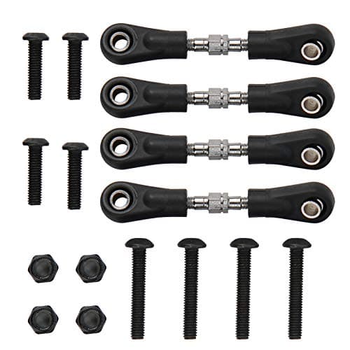Image of ZJchao 4pcs RC Steering Tie Rod, RC Steering Rod, Adjustable Steering Linkage Set RC Link Rod Ends Black Metal Remote Control Car Tie Rod for 110 RC Flat Car Replacement Accessories (46-55)