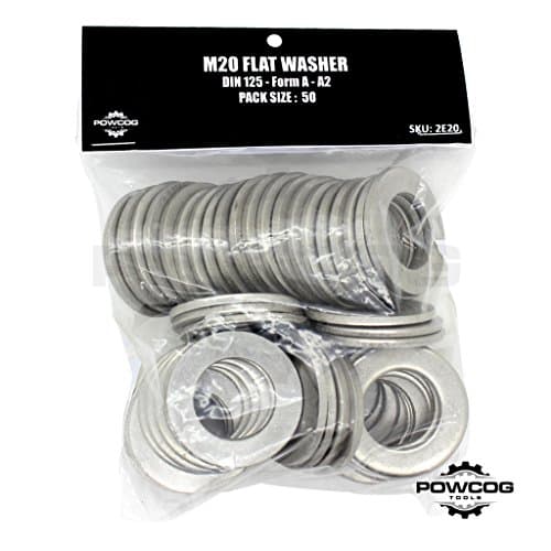 Image of M20 Flat Washer - A2 Stainless Steel Thick Grade 304 Metric Grade - Form A DIN 125 - by POWCOG® - Pack of 50