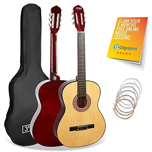 Image of 3rd Avenue Full Size 4/4 Classical Guitar Spanish Nylon String Beginner Pack Bundle - 6 Months FREE Lessons, Bag, Strings – Natural