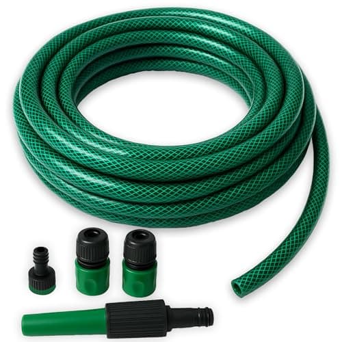 Image of iTrend 15m PVC Fiber Braided Reinforced Garden Water Hose Pipe Set with Nozzles & Fittings – Flexible, Weatherproof, 4 Spray Patterns for Irrigation, Car Wash & Gardening