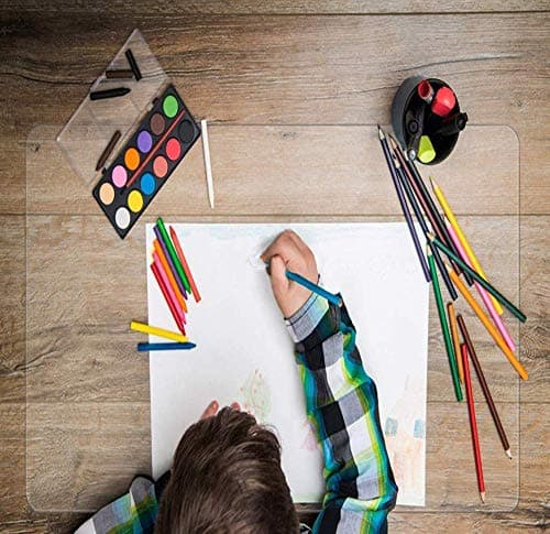 Image of Transparent PVC Desk Pad,Child/Student Drawing/Writing Mat, 70x40cm, Round Edges Desk Blotter,Non Slip Desk Mat Protector,Dining Table Cover Pad for Office/Home/School
