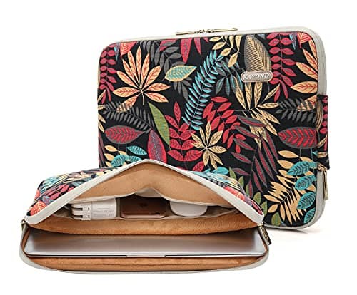 Image of kayond Forest Series Pattern Water-resistant 11 inch laptop sleeve with pocket for 11.6 inch laptop macbook air 11 macbook 12 surface pro (11-11.6 inch, Black)