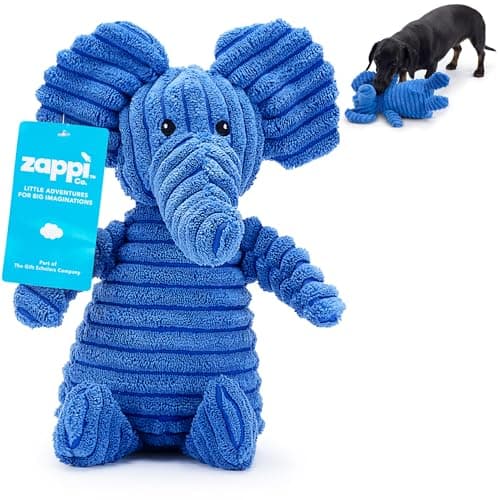 Image of Zappi Co Blue Elephant Plush Dog Toy with Squeaker – Soft, durable, ribbed plush for cuddling and play. Perfect for small and medium dogs who enjoy a squeaky toy for comfort and interaction.