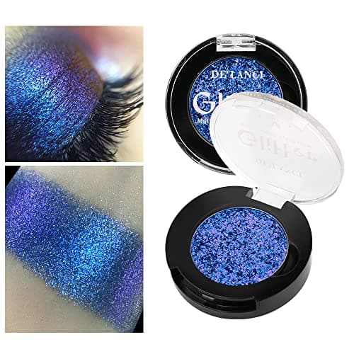 Image of Afflano Duo Chrome Glitter Eyeshadow - Intense Color Shifting Metallic Chameleon Blue, Highly Pigmented Multichrome for Eyes Makeup, Single Sparkling Shadow