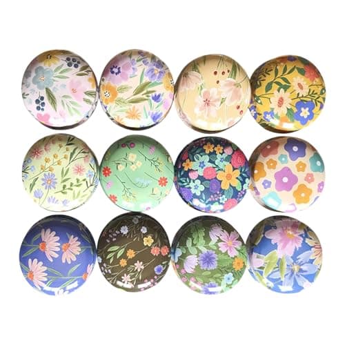 Image of Of 12 Floral Round Tin Boxes for Home Storage and Decoration with Retro Design Decorative Metal Box