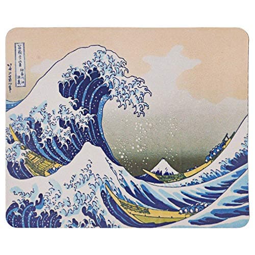 Image of TRIXES -Desktop Computer Mouse Mat - The Great Wave of Kanagawa - Art Hokusai Design 8.5" x 7" - Non-Slip Rubber Base - Suitable for Laser and Optical Mouse