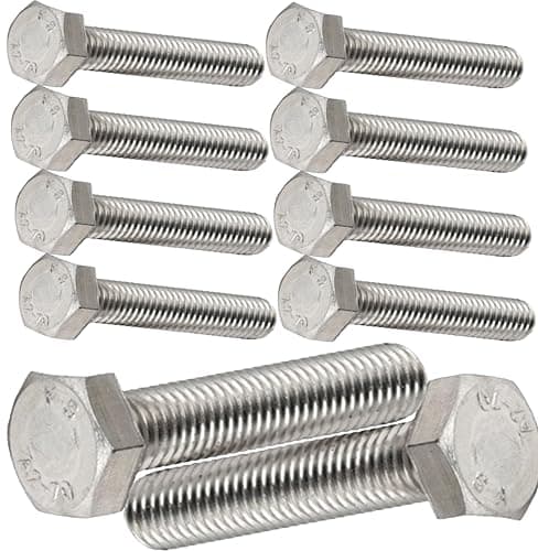 Image of M8 x 30mm Hex Head Bolts Fully Threaded – A2 304 Stainless Steel Hexagon Set Screws DIN 933 Metric Fasteners for General Engineering, Construction & DIY (Pack of 10)