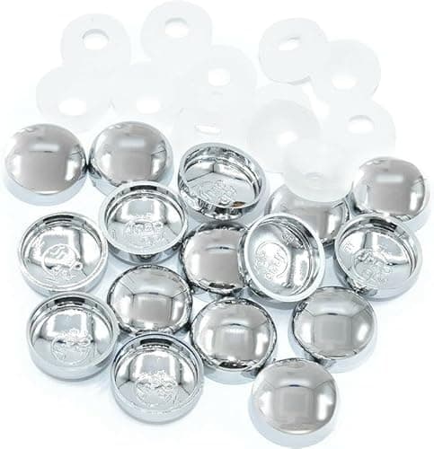 Image of Chrome Dome Screw Cover Caps, Clip-On Type for 6g & 8g Mirror Screws, Decorative Cap Covers for No.6–8 Gauge, Pack of 50