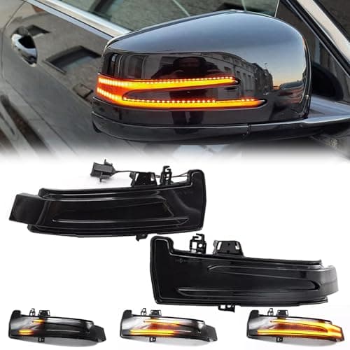 Image of Dynamic LED Sequential Side Mirror Turn Signal Lights Compatible with Mercedes Benz A/B/C/E/S/CLA/GLA/GLK/CLS Class W204 W176 W212 W246 W221 C250 C300 C350, LED Wing Mirror Indicator Side Marker