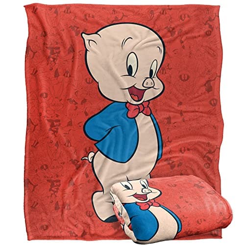 Image of LOONEY TUNES Blanket, 152 x 127 cm, Porky Pig Character Silky Touch Super Soft Throw