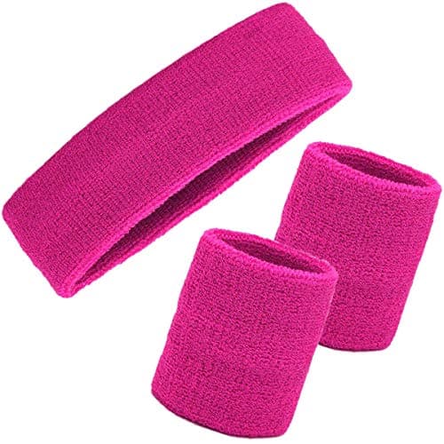 Image of Ailiver Wristbands Headbands Wrist Sweatband Set 3 Pieces Men Women Sweat Bands Absorbent for Gym Sports Tennis Running Exercise Basketball Wrist Sweatband Moisture Wicking (3 Pieces)
