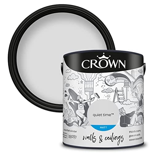 Image of Crown Quiet Time - Matt Emulsion Paint - Water Based, Quick Dry - Light Grey Paint for Walls & Ceilings - 2.5L