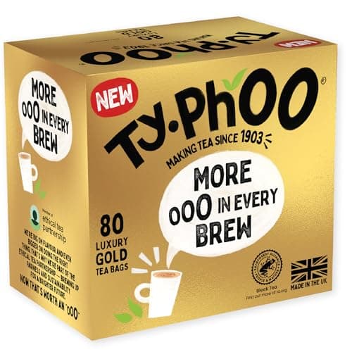 Image of Typhoo Gold • Luxury Black Tea • 80 Tea Bags • Smooth, Full-Bodied Taste • Everyday Blend • Rainforest Alliance Certified • Ethical Sourcing • Crafted for Everyday Luxury • Made in the UK