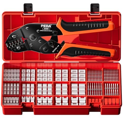 Image of PEBA Crimping Tool and JST Connector Kit - 21 Types of 2.0 mm JST-PH 2/3/4/5/6-Pin Connectors & Crimp Pins, 2.5mm JST-SYP Housings and Contacts, for DIY Electronics - Suitable for 0.03-0.5 mm² Wires