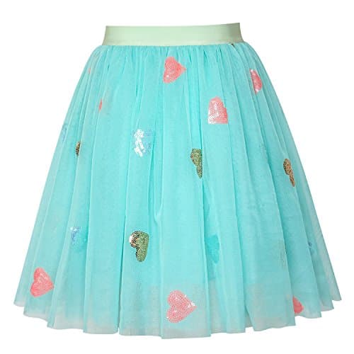 Image of Sunny Fashion LL16 Girls Skirt Heart Sequins Sparkling Tutu Dancing, 11-12 Years, Blue