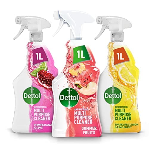 Image of Dettol Antibacterial Multipurpose Cleaner Multipack, Pomegranate & Lime, Summer Fruits, Sparkling Lemon Burst, 1L Each, Pack Of 3, Ideal For Home Hygiene And First Aid Kit Essentials