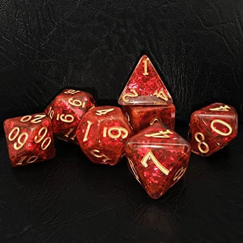 Image of Bescon Dense-Core Polyhedral Dice Set of Deep Red, RPG 7-dice Set in Brick Box Packing