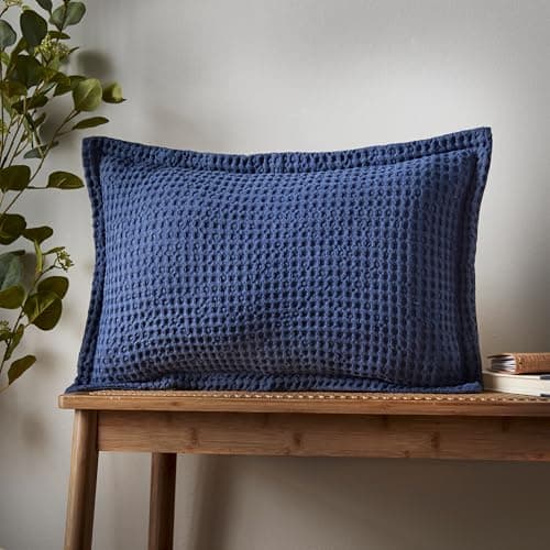 Image of Pineapple Elephant Jaipur Chunky Waffle Cotton 30x50cm Cushion Navy Blue