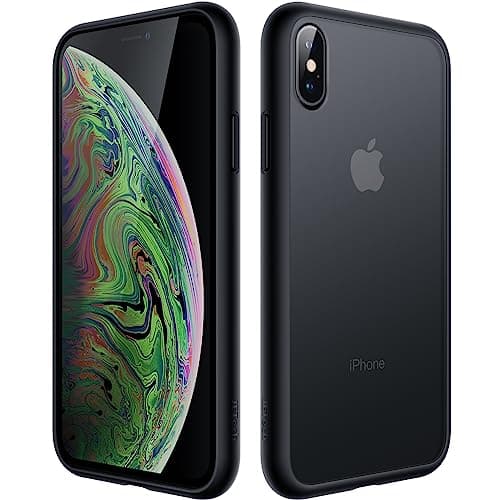 Image of JETech Matte Case for iPhone Xs and iPhone X 5.8-Inch, Shockproof Military Grade Drop Protection, Frosted Translucent Back Phone Cover, Anti-Fingerprint (Black)