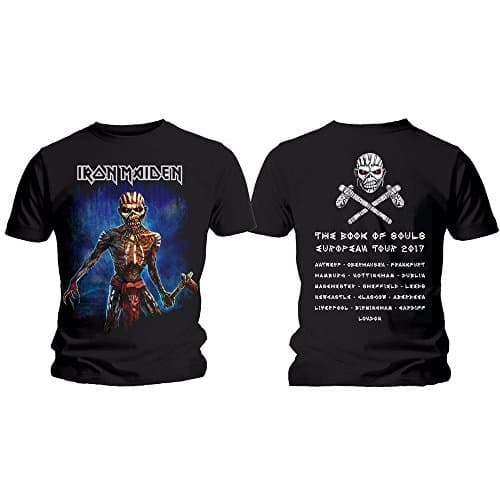 Image of Iron Maiden T Shirt The Book Of Souls European Tour Axe Eddie 2017 new Official Licensed Mens Unisex Black (Small)