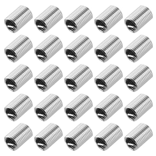 Image of sourcing map 50pcs Wire Thread Inserts M8 x 1.25 2.5D(20mm) Metric 304 Stainless Steel Helical Type Coiled Thread Repair Kit Wire Screw Threaded Sleeve Sheath for Mechanical Equipment