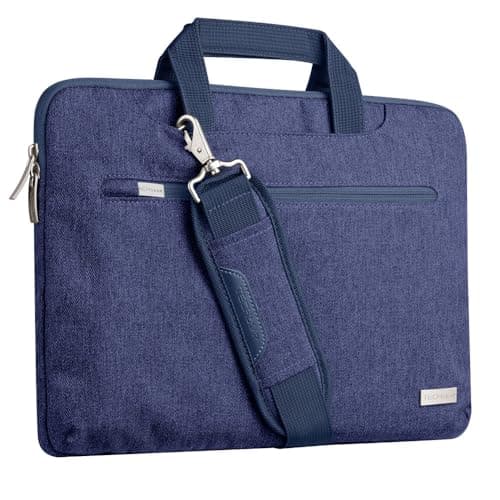 Image of TECHGEAR Case for 15" - 15.6" Laptops, Portable Multi-function Laptop Case with Adjustable Shoulder Strap, Luggage Strap & Suppressible Handles, Portable Sleeve Organiser Case Cover + Pockets BLUE