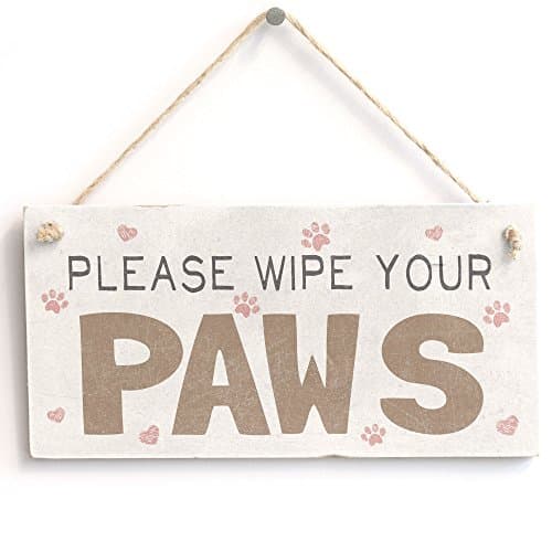 Image of 'Please Wipe Your Paws' Cat & Dog Sign - Handmade Shabby Chic Wooden Door Sign/Plaque