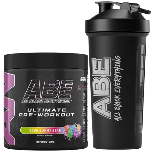 Image of Applied Nutrition Bundle ABE Pre Workout 375g + ABE Black Shaker 700ml | All Black Everything Pre Workout Powder, Energy Drink, Physical Performance, Creatine, Beta Alanine, Caffeine (Sour Gummy Bear)
