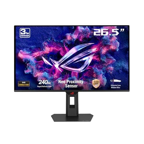 Image of ASUS ROG Strix OLED XG27AQDMES gaming monitor ― 27-inch (26.5-inch viewable) 1440p 240 Hz, 0.03ms, Care Pro, ELMB, G-SYNC® compatible, 99% DCI-P3, and DisplayWidget Center