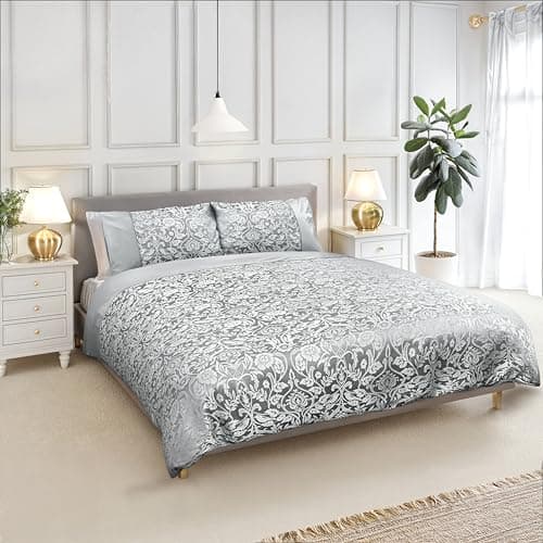 Image of Emma Barclay Eden - Embellished Jacquard Duvet Set in Silver - Single