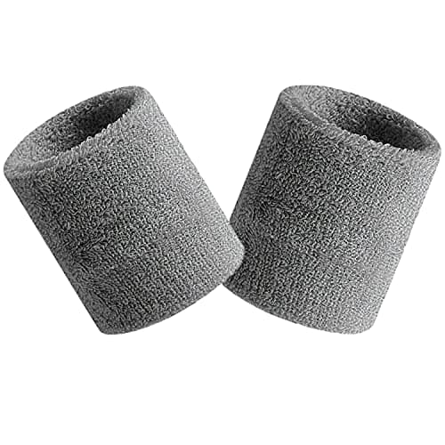 Image of Wristbands Sweatbands Wrist Men Women 2 PCS Sports Sweat Bands for Gym Sports Tennis Running Exercise Basketball Moisture Wicking (2 pcs -Grey)
