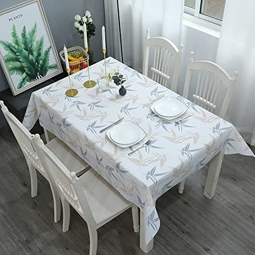 Image of Aisszhao 137 * 180cm Wipe Clean PVC Tablecloth,Maple Leaf Pattern Rectangular Large Easy Care Table Cover Reusable Oil-proof Washable Table Cloth for Holiday Dinner Outdoor Picnic