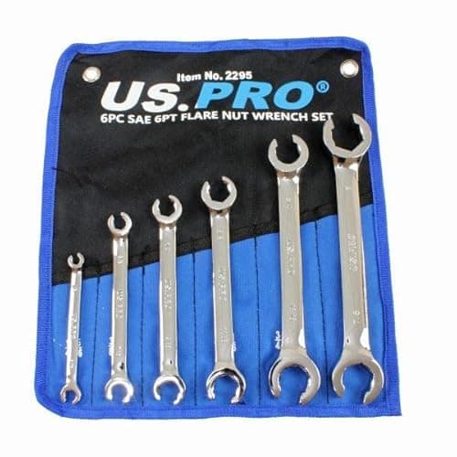Image of US PRO Tools 6pc SAE Imperial 6pt Flare Nut Spanners Wrench Set Brake Pipe 2295