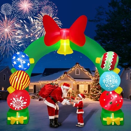 Image of Kalolary 12FT Christmas Inflatables Outdoor Decorations, Blow Up Yard with Built-in Rotating LEDs for Indoor Large Outdoor Decor Yard Holiday Party Garden (Gifts Archway)