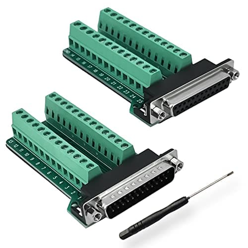 Image of BRIEFCEC DB25 Adapter D-USB RS-232 Serial to 25-Pin Solderless Terminal Board Signal Module with Insulation Pad (1 Male + 1 Female)